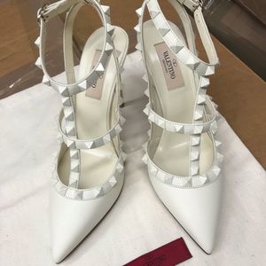 Valentino t-strap heels size 6.5 pearl color